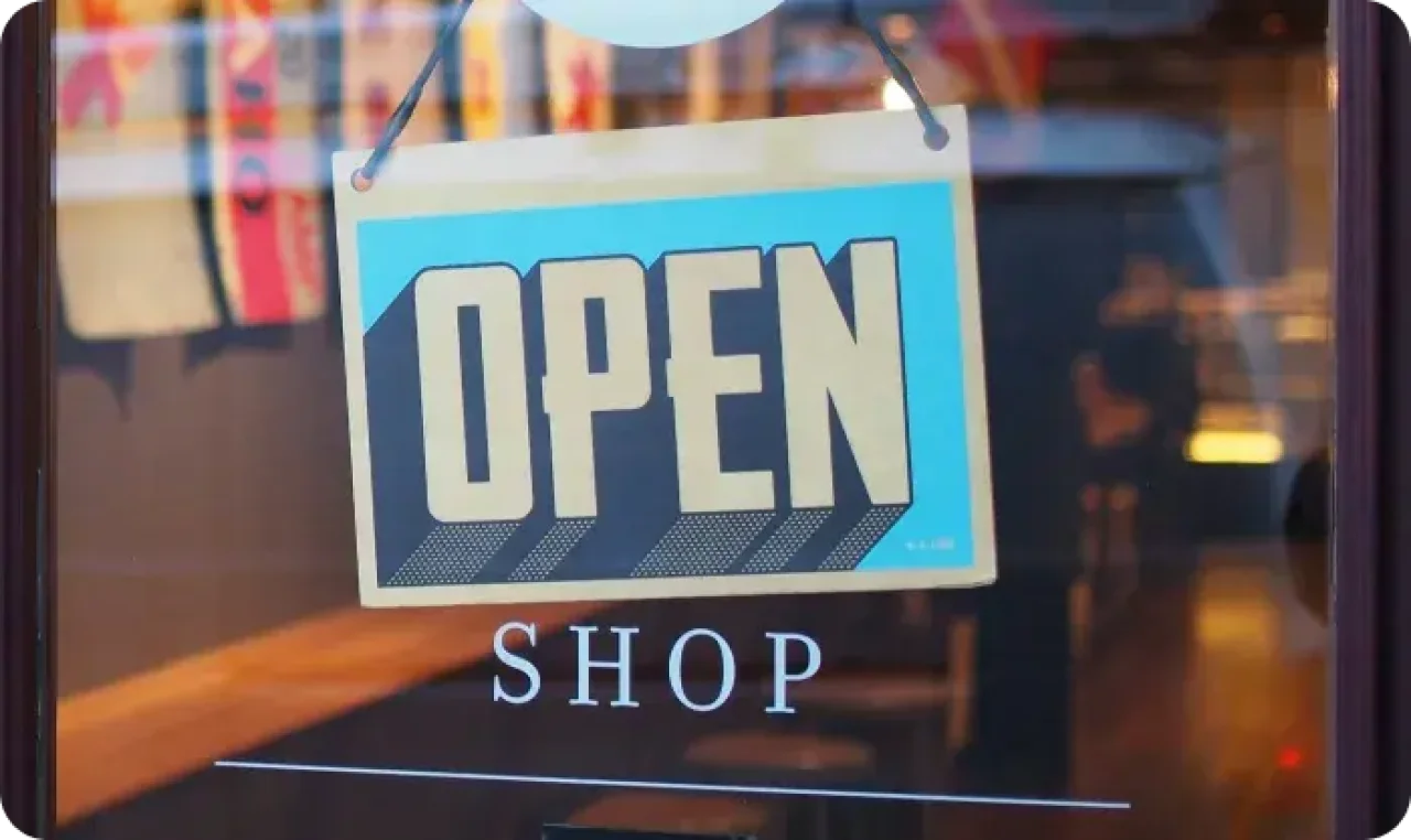 A store sign with 